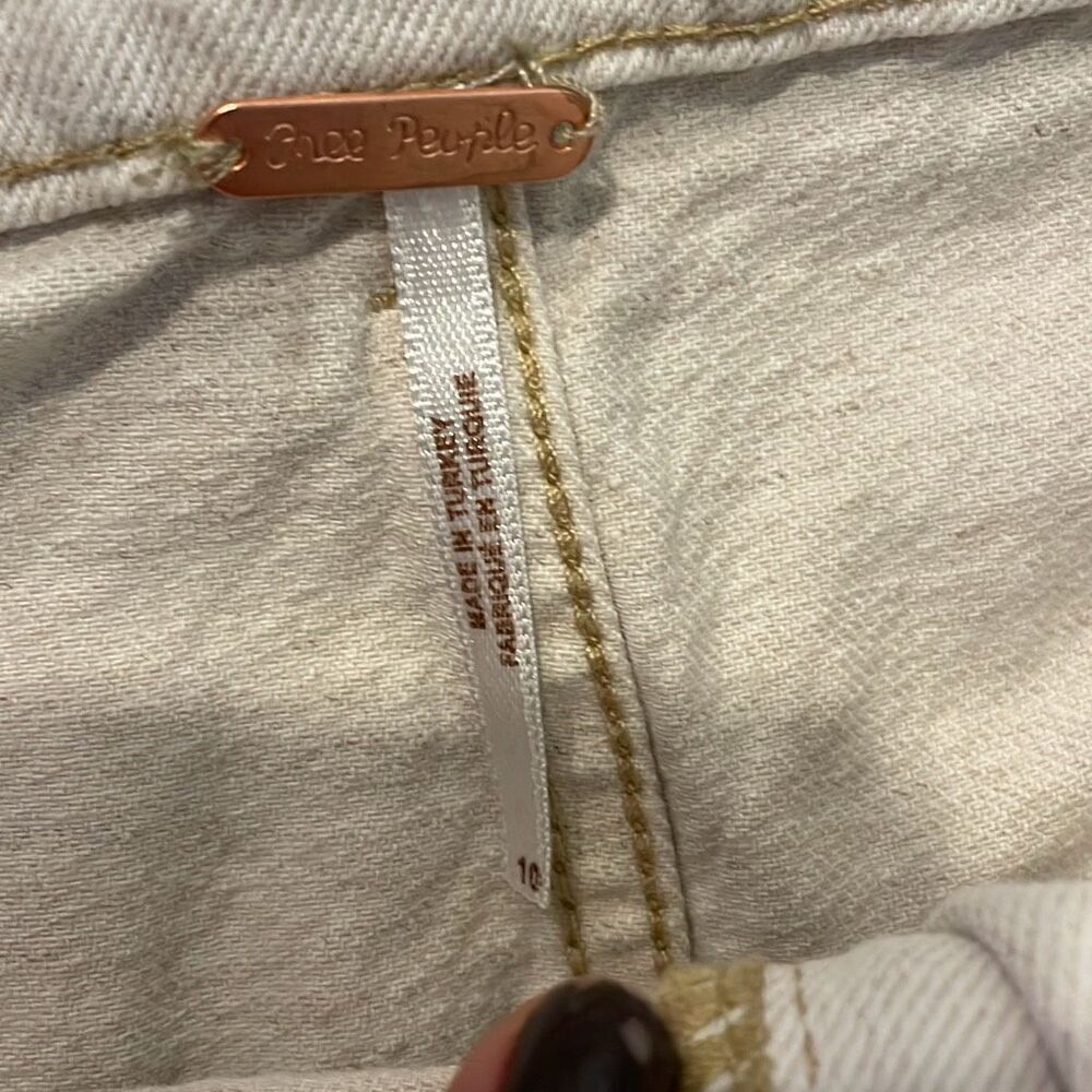 Free People ecru paperbag denim waist skirt size 10 - Picture 6 of 10